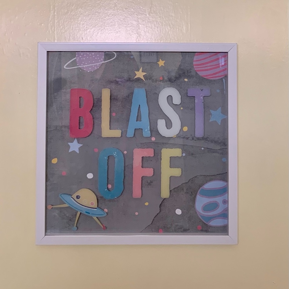 17” x 17” Outer Space Print Framed Shadow Box With Reverse Painted Glass
